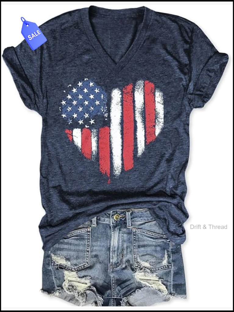 Vintage Boho Floral Graphic Tee Short Sleeve V-Neck T-Shirt